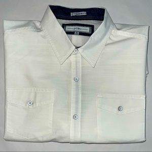 PD&C Mens Casual Short Sleeve Button Down Shirt. XL Classic Fit White